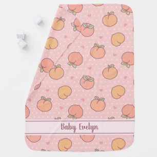 Peach Pattern, Baby Girl Personalized Baby Blanket