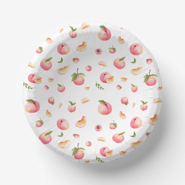 Peach Pattern Birthday Paper Bowls (Front)