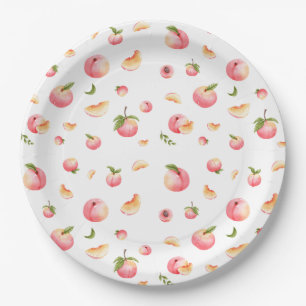Peach Pattern Birthday Paper Plates
