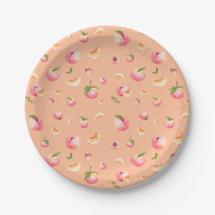Peach Pattern Birthday Paper Plates