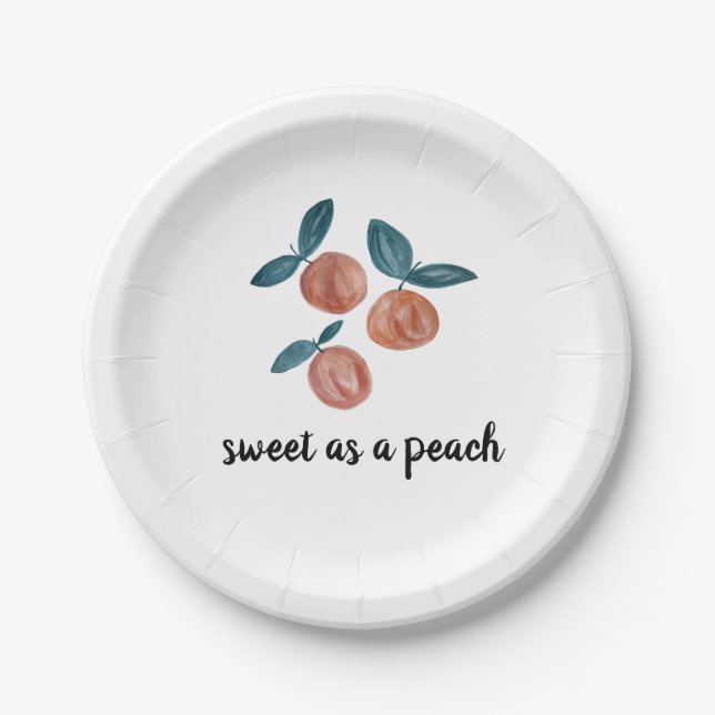 Peach Pattern Painting Vintage Paper Plates (Front)
