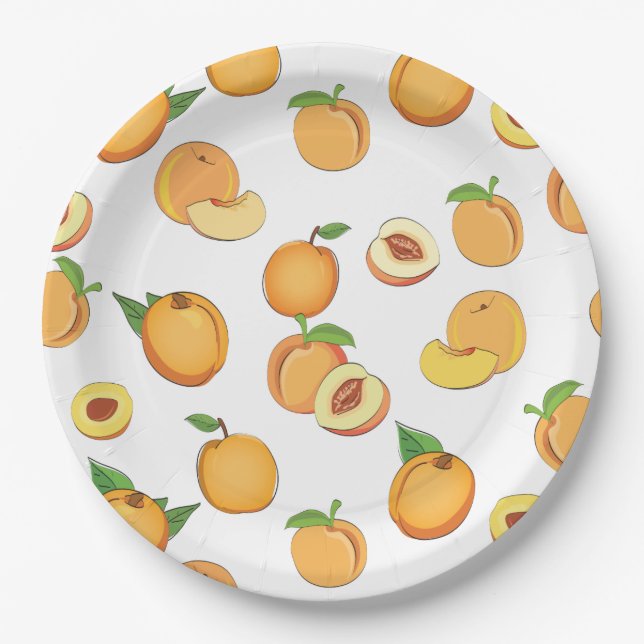 Peach Pattern Paper Plates (Front)