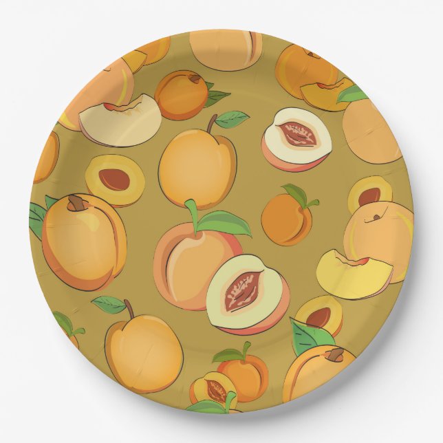 Peach Pattern Paper Plates (Front)