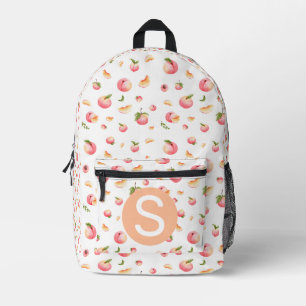 Peach Pattern Printed Backpack