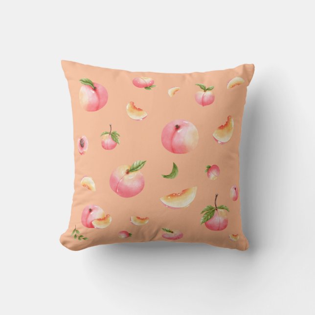 Peach Pattern Throw Pillow (Front)