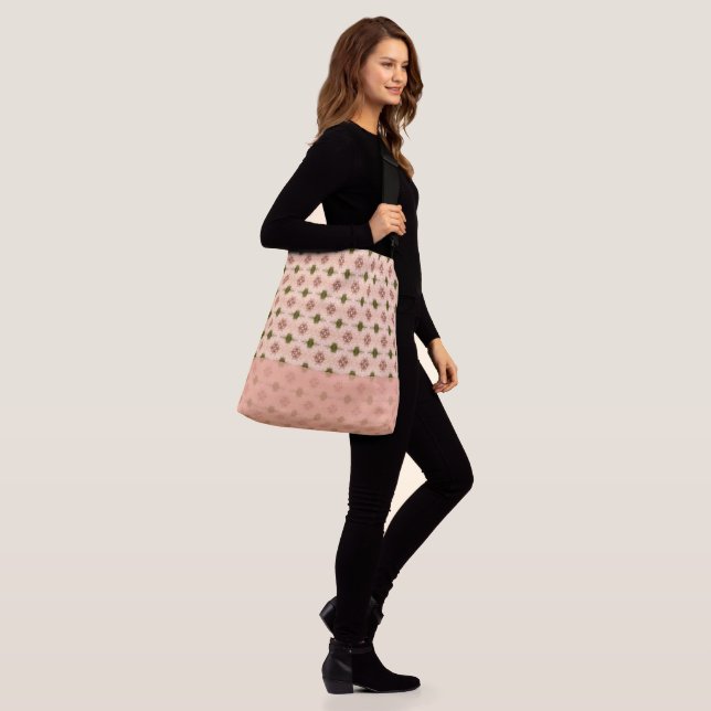 Peach Patterned Designer Crossbody Bag (On Model)
