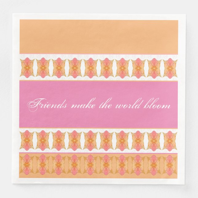 Peach Patterned With Peach Paper Dinner Napkins (Front)