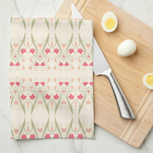 Peach peach and green kitchen towel