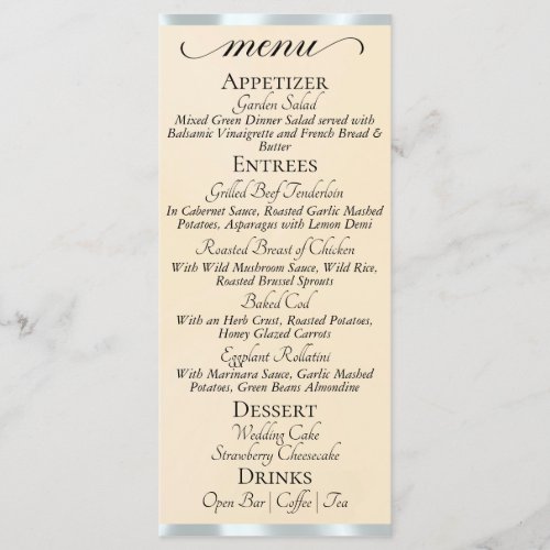 Peach Pearl/Silver - Monogram & Thank You Menu