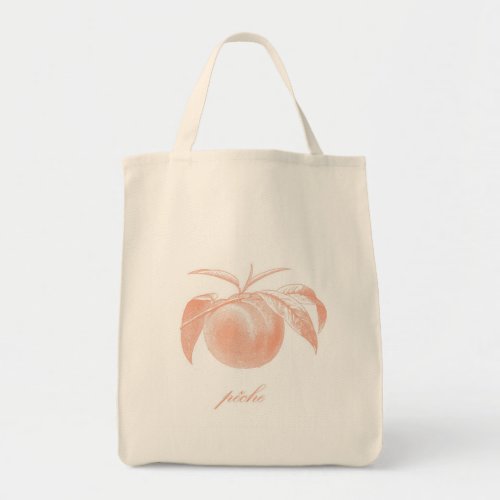 Peach Pche Organic Grocery Tote Bag