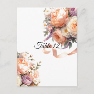 Peach Peonies and Roses Table Seating Card