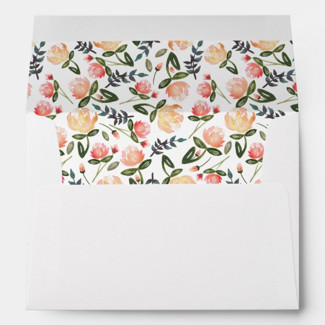 Peach Peonies Pre-Addressed Envelope (Back (Bottom))