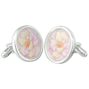 Peach peony cufflinks