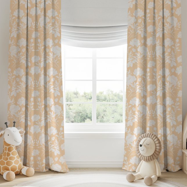 Peach Peony Floral Pattern  Blackout Curtains (Creator Uploaded)
