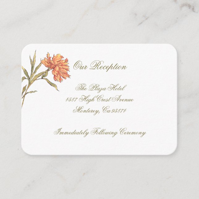 Peach Peony Floral Reception Insert Cards (Front)