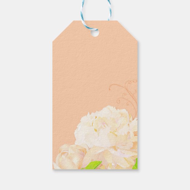 Peach Peony Floral Wedding Thank You Gift Tags