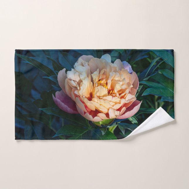 Peach Peony, Flower Photography Bath Towel Set (Hand Towel)