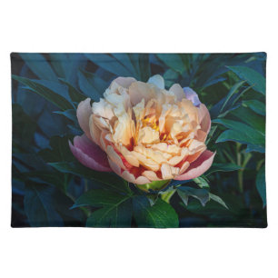 Peach Peony, Flower Photography Cloth Placemat