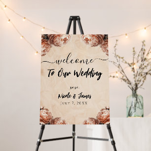 Peach Peony Flowers Vintage Rustic Wedding  Foam Board