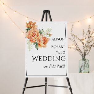 Peach peony flowers wedding WELCOME Foam Board