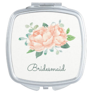 Peach Peony Pretty Watercolor Vanity Mirror