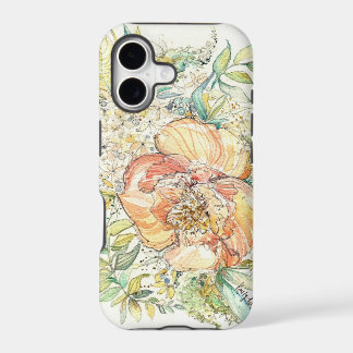 Peach Peony Watercolor iPhone Case