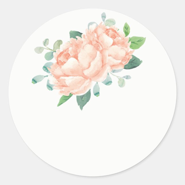 Peach Peony Wedding Favor Stickers (Front)