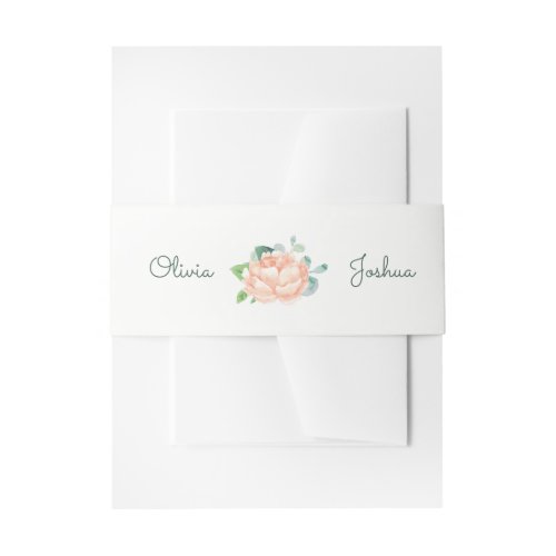 Peach Peony Wedding Invitation Belly Bands Invitation Belly Band