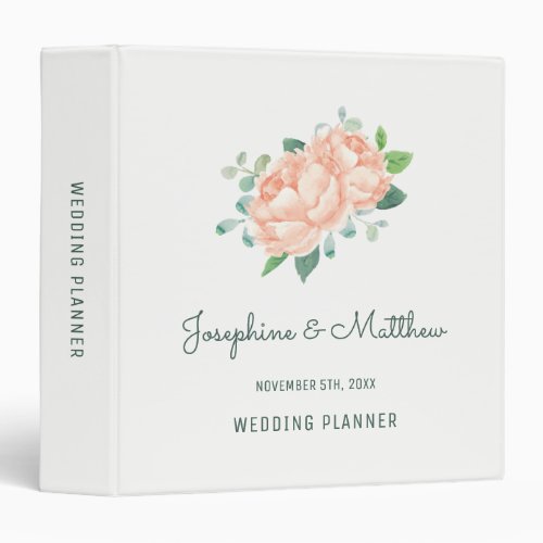 Peach Peony Wedding Planner Binder