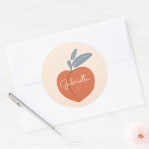 Peach Personalize Classic Round Sticker