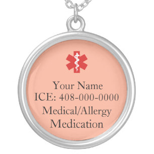 Peach Personalized Medical ID Necklace