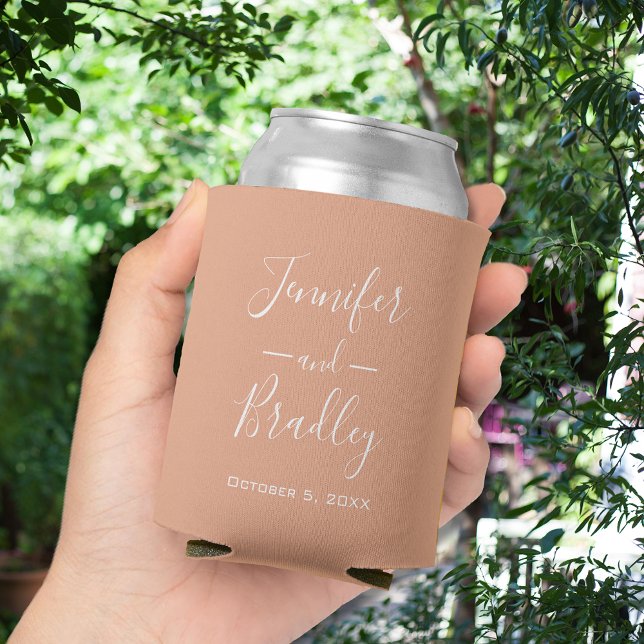 Peach Personalized Wedding Favor Can Cooler (Peach Personalized Wedding Favor Can Coolers)