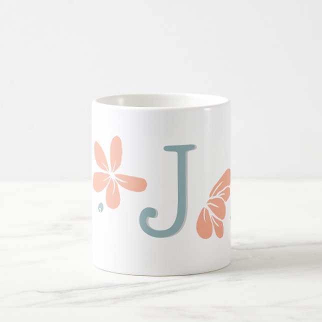 Peach Petal Floral Initial Mug (Center)