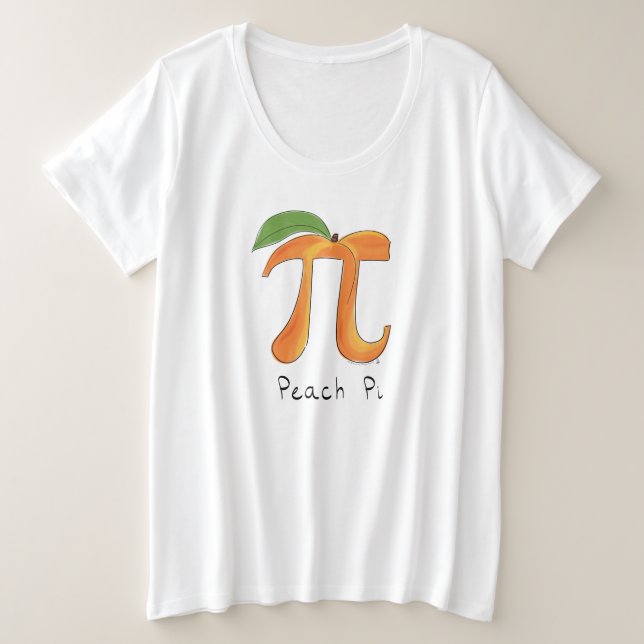 Peach Pi Cute Math Pi Day Women's Plus Size Tshirt (Design Front)