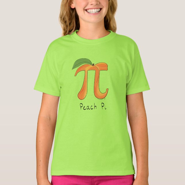 Peach Pi Symbol Math Teacher T-Shirt (Front)