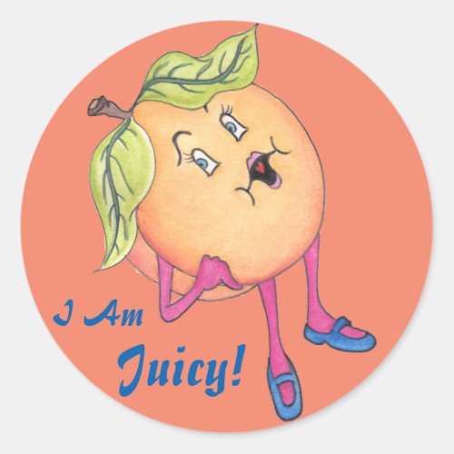 Peach Pia Glossy Round Sticker