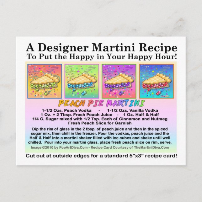 Peach Pie Martini Recipe Card Postcard (Front)