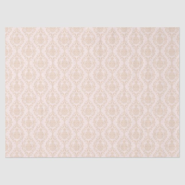 Peach Pineapple Damask Decoupage Tissue Paper (Front)