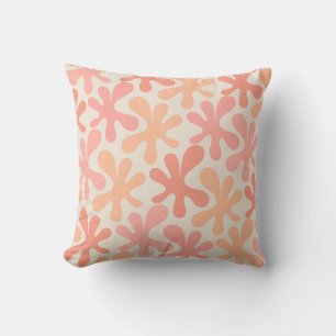 Peach Pink Amoeba Dance Whimsical Pastel Abstract Throw Pillow