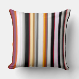 Peach, pink and Gray Abstract Stripes Throw Pillow