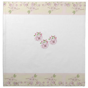 Peach Pink and Green Floral Victorian Art Napkin