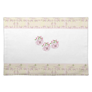 Peach Pink and Green Floral Victorian Art Placemat