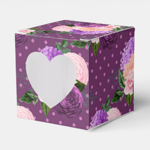 Peach Pink and Lavender Purple Floral Favor Boxes