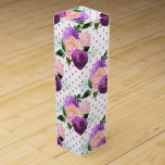 Peach Pink and Lavender Purple Floral Wine Box<br><div class="desc">Vintage watercolor floral tissue paper with trendy peach,  pink and lavender purple designed to be quickly and easily customized to your event specifics.</div>