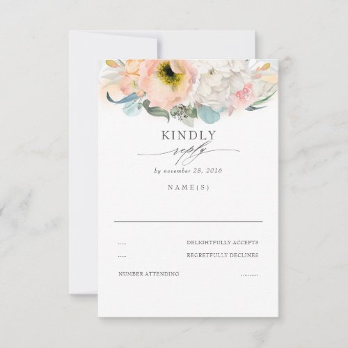 Peach Pink and White Floral Wedding RSVP