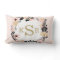 Peach Pink Black Gold Floral Wreath Monogrammed