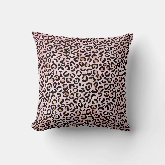 Peach Pink Black Leopard Print      Throw Pillow (Front)
