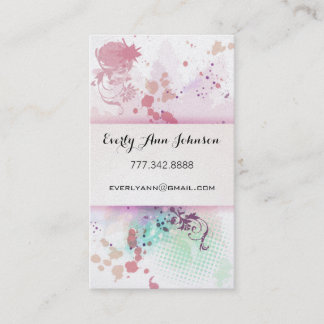 Peach Pink Blue Green Paint Splat Design or Artist Business Card