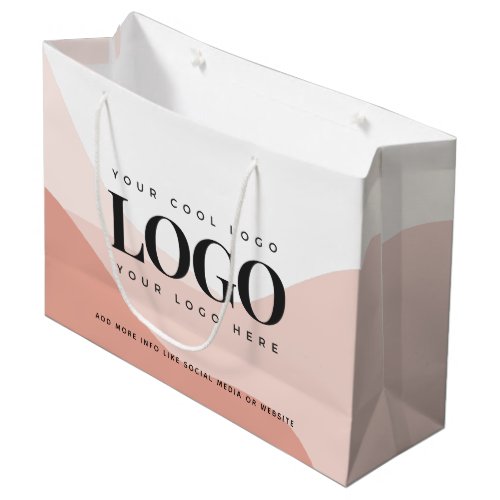 Peach  Pink Boho Add Company Business Logo Modern Large Gift Bag