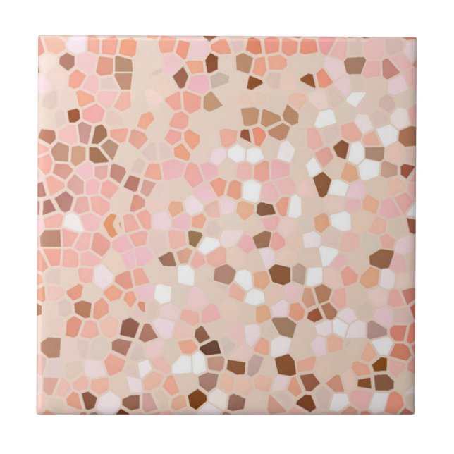 Peach Pink Brown Mosaic Ceramic Tile (Front)